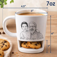 Gift For Father,Gift For Grandpa,Non-Eng,Photo - Pencil Sketch,Confident - Custom Photo Pencil Sketch Best Dad Grandpa Ever Family Portrait - Personalized Cookie Mug