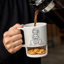 Gift For Father,Gift For Grandpa,Non-Eng,Photo - Pencil Sketch,Confident - Custom Photo Pencil Sketch Best Dad Grandpa Ever Family Portrait - Personalized Cookie Mug