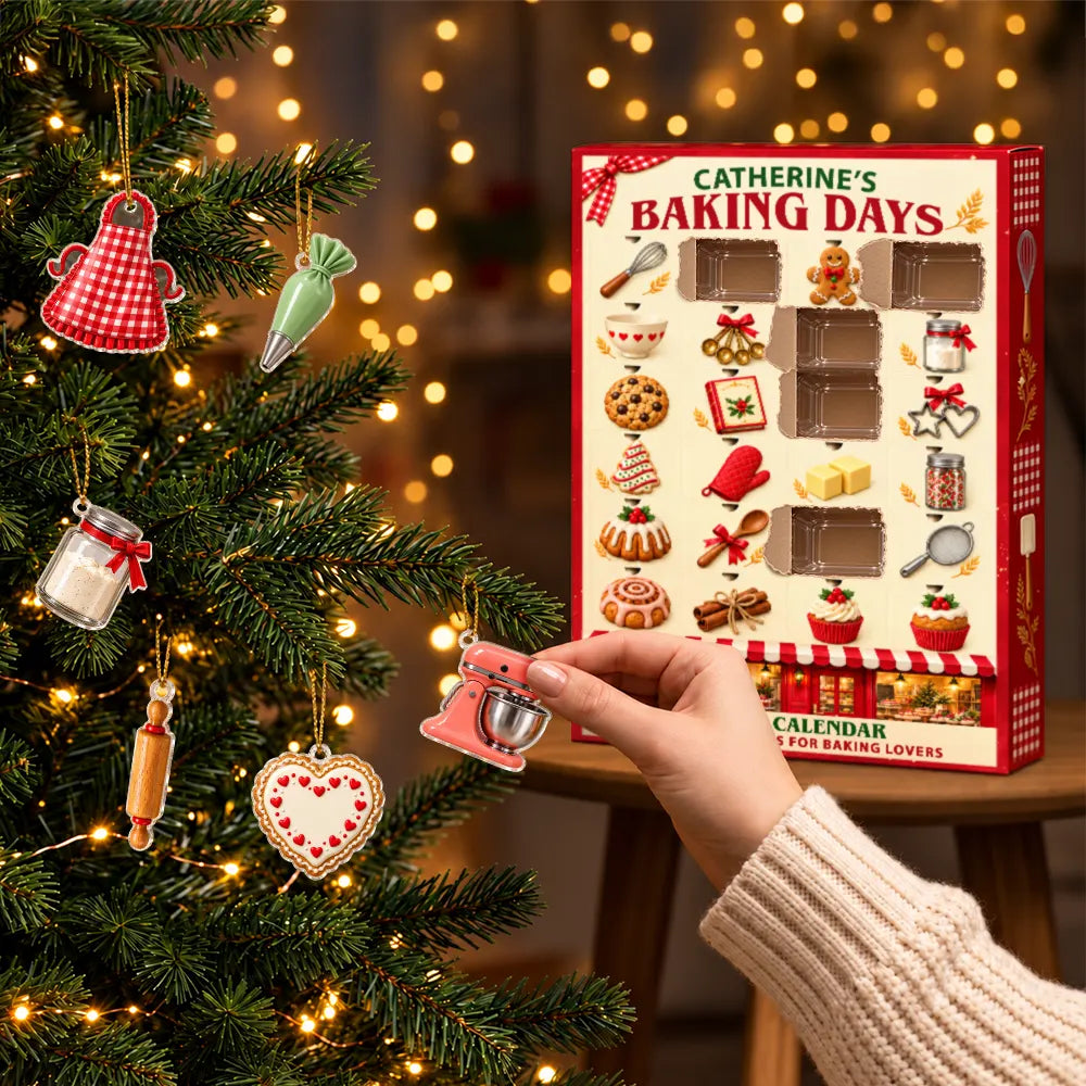 Adorable,Afro Besties,Christmas,Custom Text,Gift For Bestie - Custom Name Baking Lover Charms - Personalized Christmas Countdown Advent Calendar