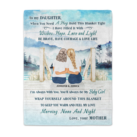 Lake Mother And Daughter Hold This Blanket Tight - Personalized Custom Fleece Blanket