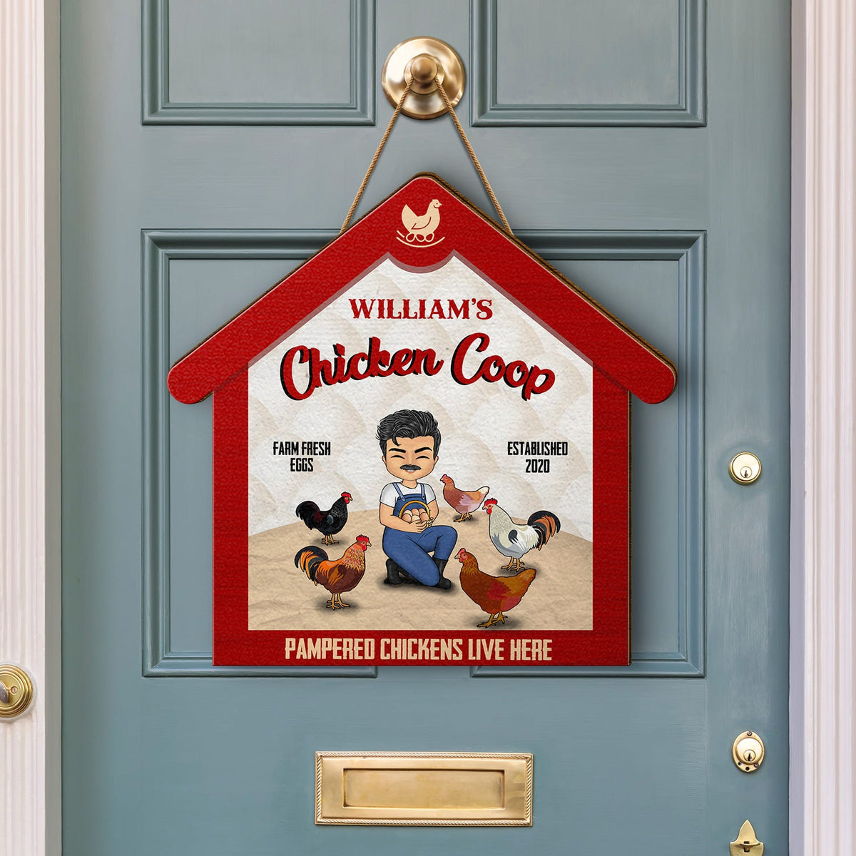 Pampered Chickens Live Here - Chicken Coop Decoration - Personalized Custom Shaped Wood Sign