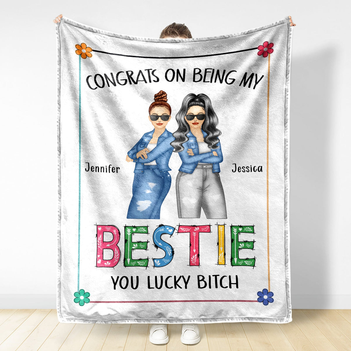 Best Friend Congrats On Being My Bestie - Gift For Bestie - Personalized Fleece Blanket