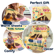 Different Flowers - Gift For Sisters - Personalized Fleece Blanket