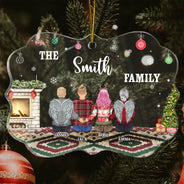 Christmas Backside Family All Custom Name - Gift For Family - Personalized Medallion Acrylic Ornament