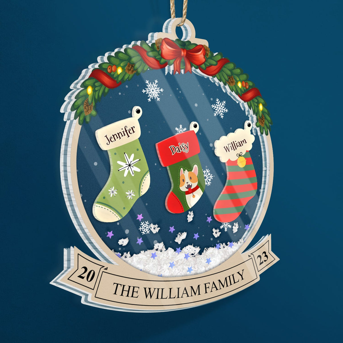 Family Christmas Stockings - Christmas Gift - Personalized 3-Layered Acrylic Shaker Ornament