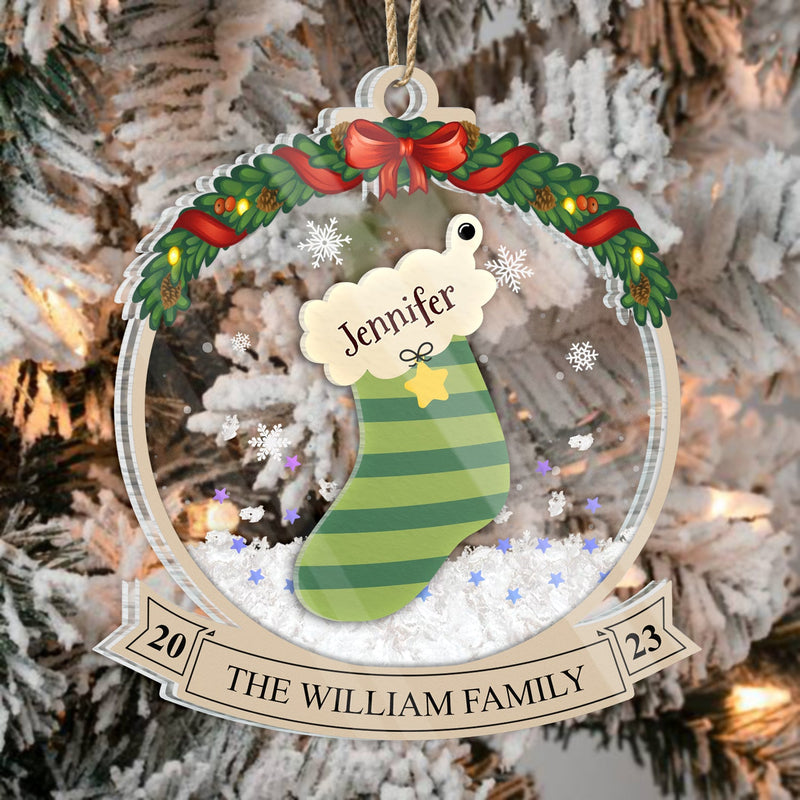 Family Christmas Stockings - Christmas Gift - Personalized 3-Layered Acrylic Shaker Ornament