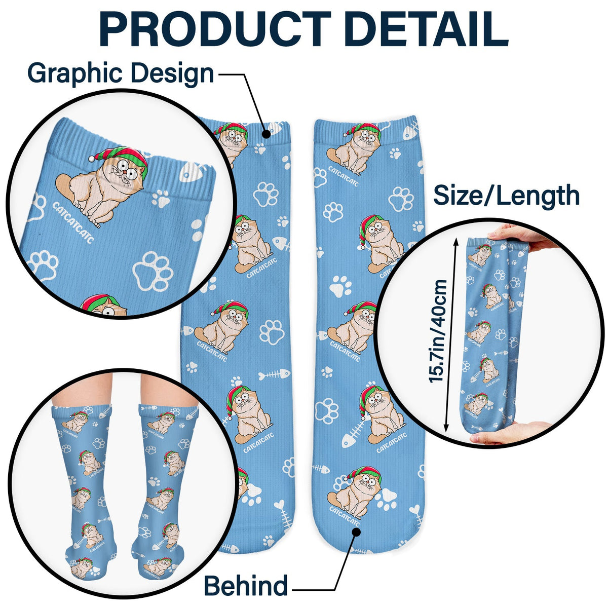 Christmas Funny Cat With Emotion - Gift For Cat Lovers - Personalized Socks