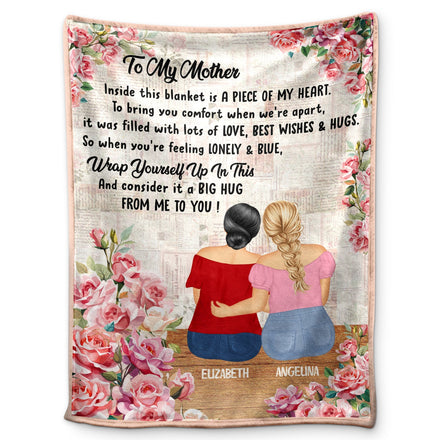 A Piece Of My Heart - Gift For Mother Daughter - Personalized Fleece Blanket, Sherpa Blanket