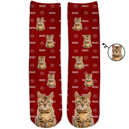 Custom Photo Pet Name - Gift For Pet Lovers - Personalized Socks