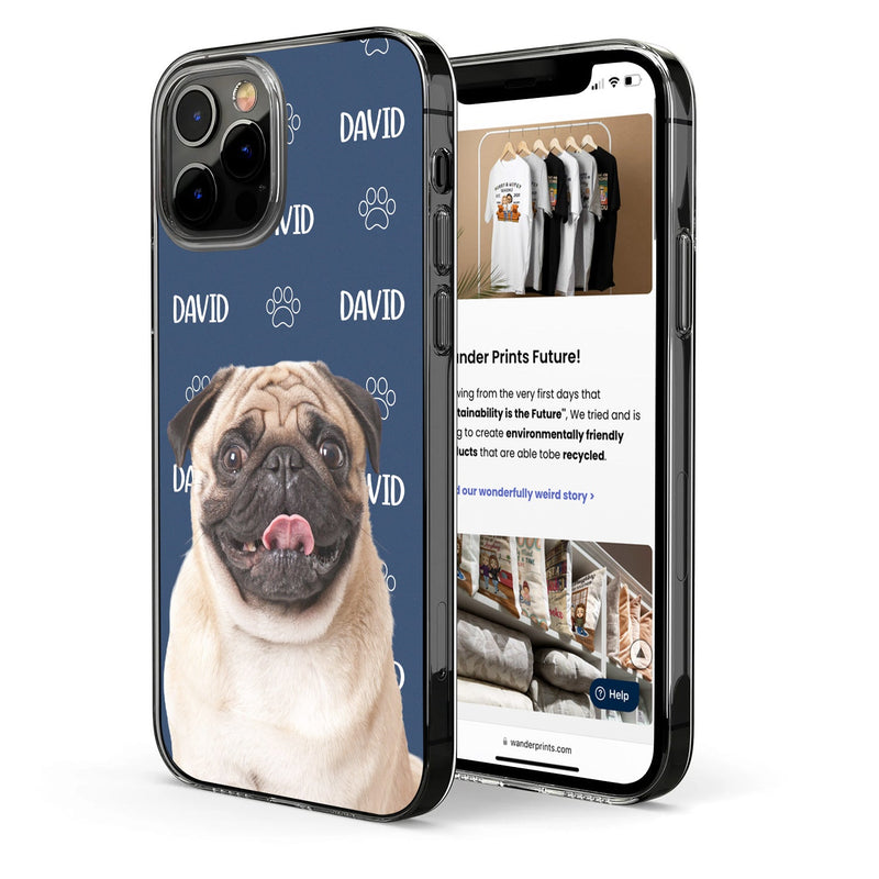 Custom Photo Pet Name Pattern - Gift For Pet Lovers - Personalized Clear Phone Case