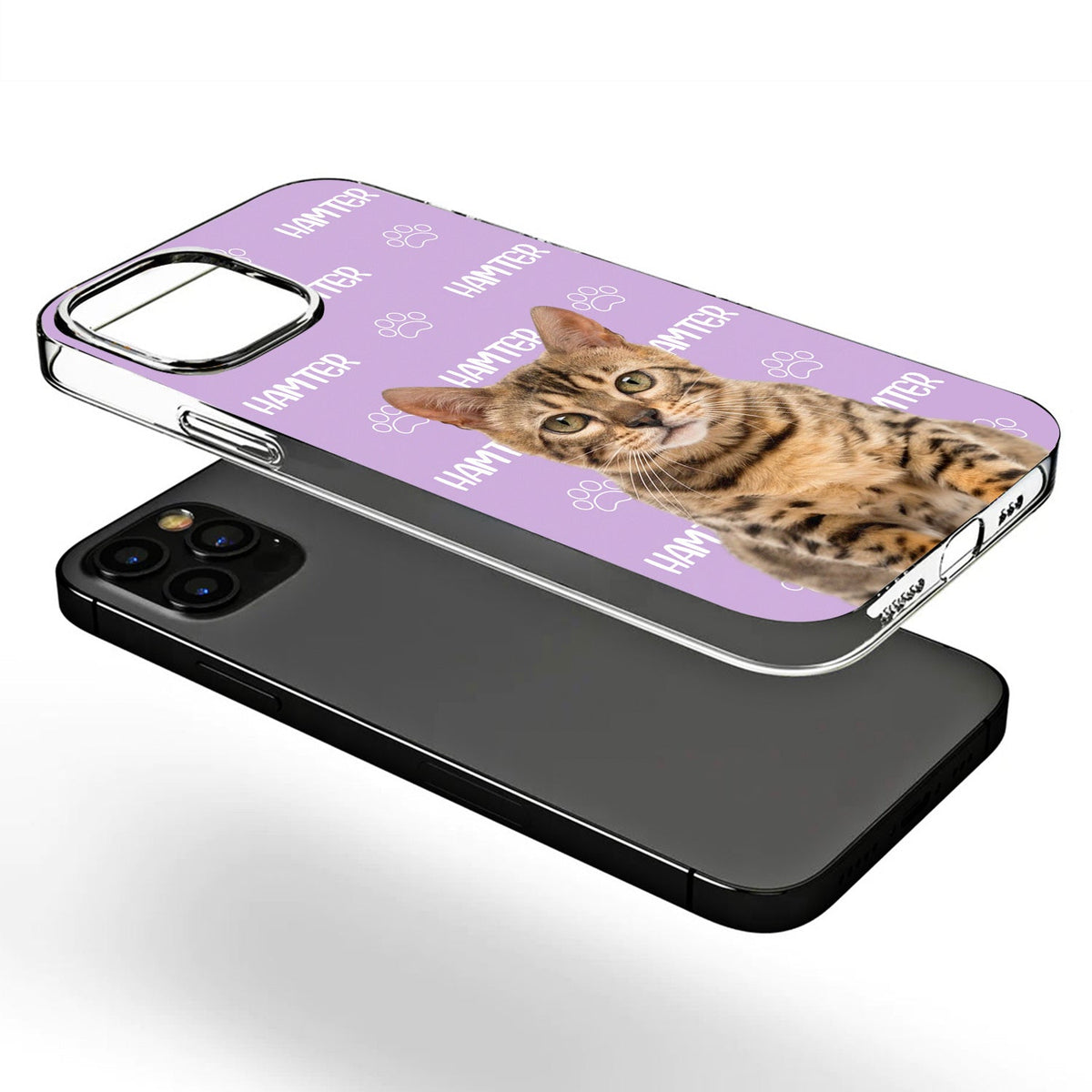 Custom Photo Pet Name Pattern - Gift For Pet Lovers - Personalized Clear Phone Case
