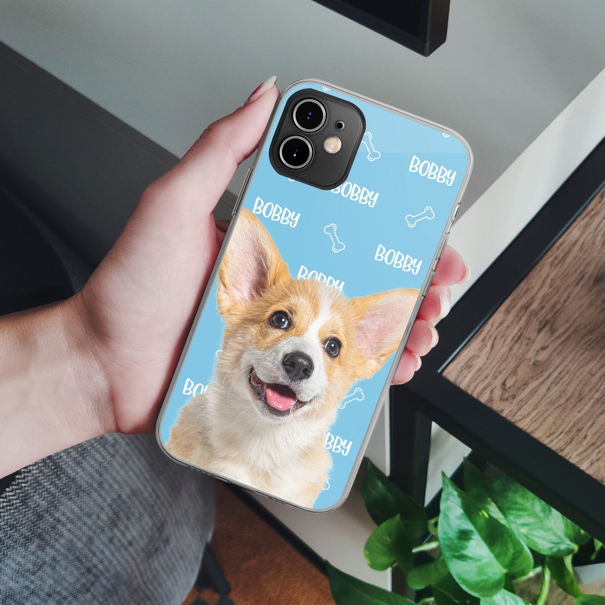 Custom Photo Pet Name Pattern - Gift For Pet Lovers - Personalized Clear Phone Case