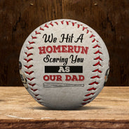 We Hit A Homerun Scoring You As Our Dad - Personalized Baseball, Softball