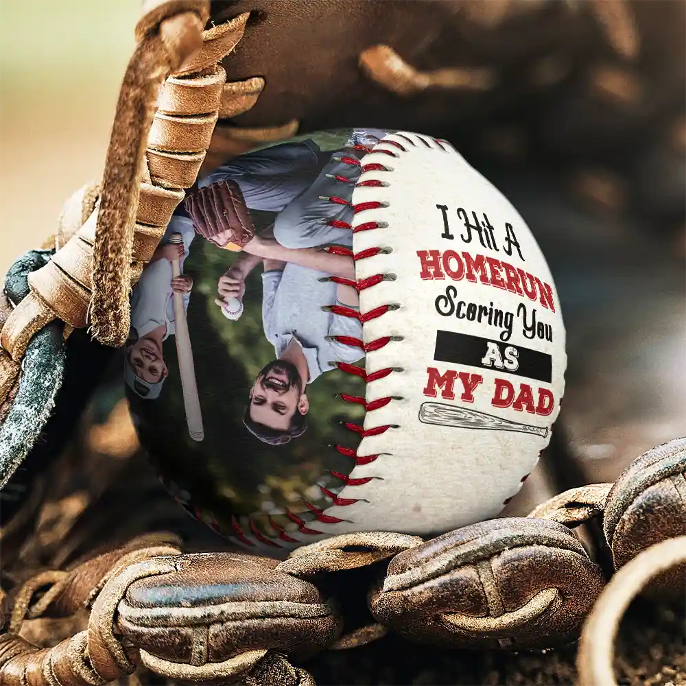 Custom Photo We Hit A Homerun Scoring You As Our Dad - Personalized Baseball, Softball