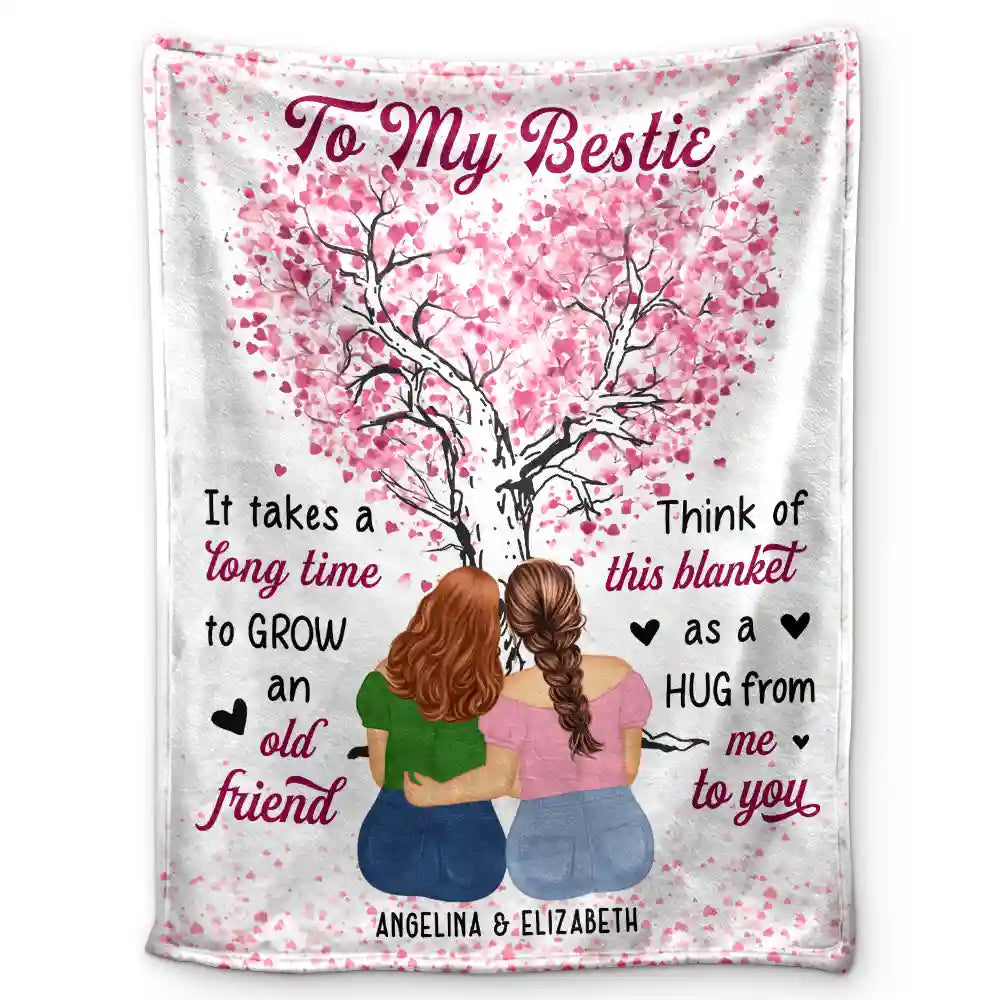 To My Bestie Grow An Old Friend - Personalized Fleece Blanket, Sherpa Blanket