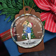Gift For Couples - Christmas Couple Kissing Best Thing On The Internet - Personalized Circle Glass Ornament