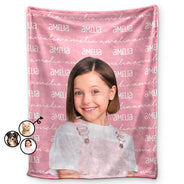 Custom Photo,Gift For Yourself,Gift For Kids,Happy - Custom Photo Name Blanket - Personalized Fleece Blanket, Sherpa Blanket
