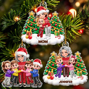 Christmas,Gift For Grandchildren,Gift For Grandkids,Gift For Grandma,Grandma - Grandkids,Sentimental,Vector - Christmas Gift For Grandma Mom - Personalized Grandkids Hugging Acrylic Ornament