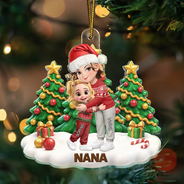 Christmas,Gift For Grandchildren,Gift For Grandkids,Gift For Grandma,Grandma - Grandkids,Sentimental,Vector - Christmas Gift For Grandma Mom - Personalized Grandkids Hugging Acrylic Ornament