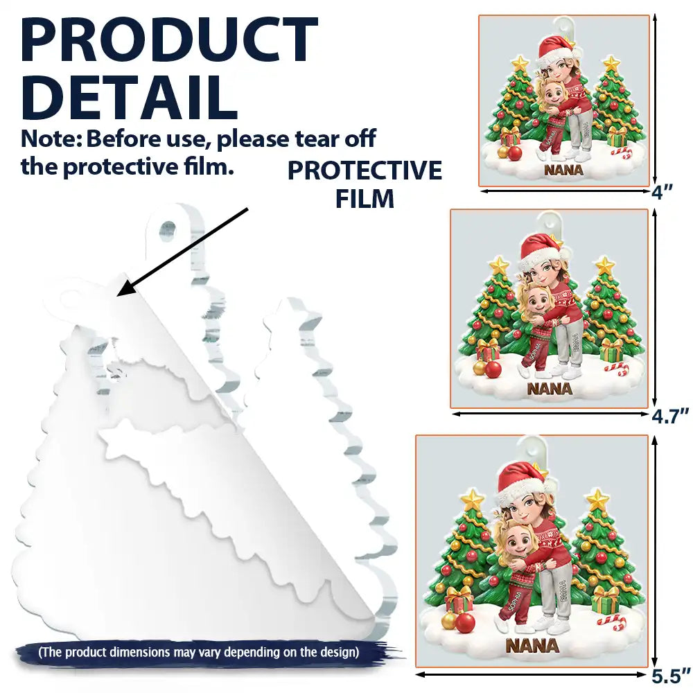 Christmas,Gift For Grandchildren,Gift For Grandkids,Gift For Grandma,Grandma - Grandkids,Sentimental,Vector - Christmas Gift For Grandma Mom - Personalized Grandkids Hugging Acrylic Ornament