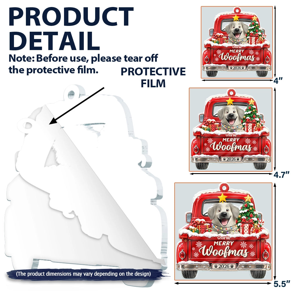 Christmas, Indoor Decor, Pet Lovers, Playful, Vector - Christmas Gift For Dog Cat Lovers - Personalized Happy Pawlidays Merry Woofmas Acrylic Ornament
