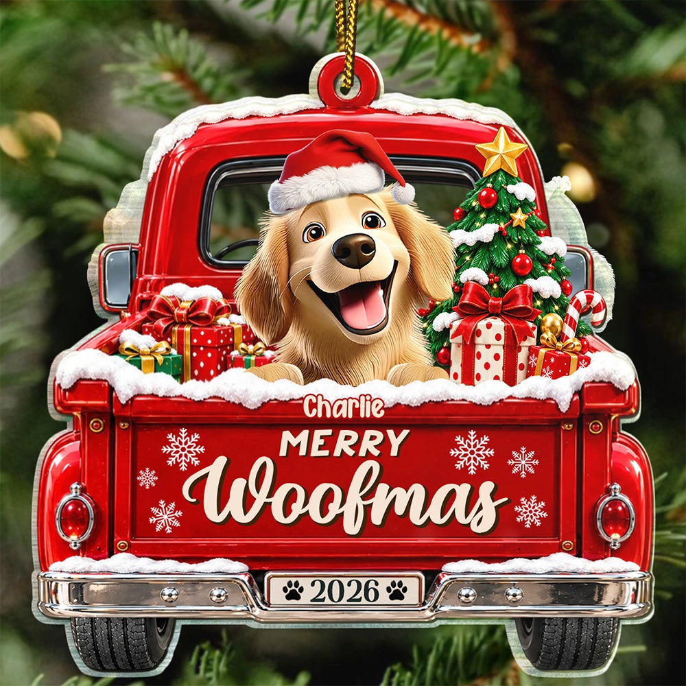 Christmas Gift For Dog Cat Lovers - Personalized Happy Pawlidays Merry Woofmas Acrylic Ornament