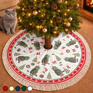 Art Design,Christmas,Custom Photo,Gift For Mother,Gifts For Her,Happy,Pet Lovers,Pet Mom,Photo - Christmas Accessories 3D Cartoon Pet - Christmas Decor Gift For Pet Lovers - Personalized Custom Photo Pet Name Festive Pattern Tree Skirt