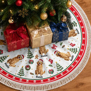 Art Design,Christmas,Custom Photo,Gift For Mother,Gifts For Her,Happy,Pet Lovers,Pet Mom,Photo - Christmas Accessories 3D Cartoon Pet - Christmas Decor Gift For Pet Lovers - Personalized Custom Photo Pet Name Festive Pattern Tree Skirt
