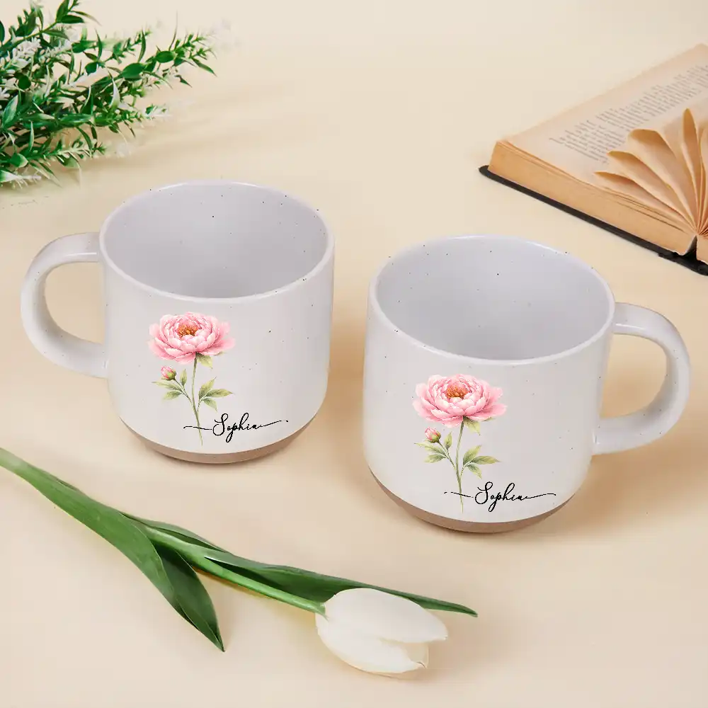 Christmas,Gift For Women,Gift For Yourself,Gifts For Her,Happy,Top Market,Vector - Gift For Her, Besties, Colleagues - Personalized Birth Month Flower Pottery Mug
