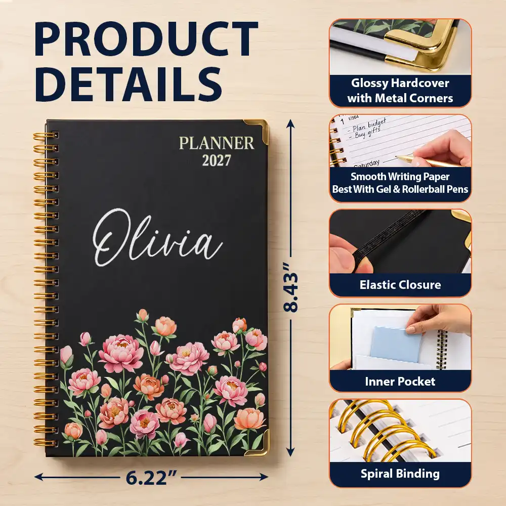 Confident,Gift For Women,Gift For Yourself,Gifts For Her,Icon,Top Market - Birthday Gift For Her, Daughter, Mom, Friends - Personalized Birth Flower And Name Journal