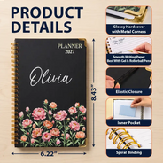 Confident,Gift For Women,Gift For Yourself,Gifts For Her,Icon,Top Market - Birthday Gift For Her, Daughter, Mom, Friends - Personalized Birth Flower And Name Journal