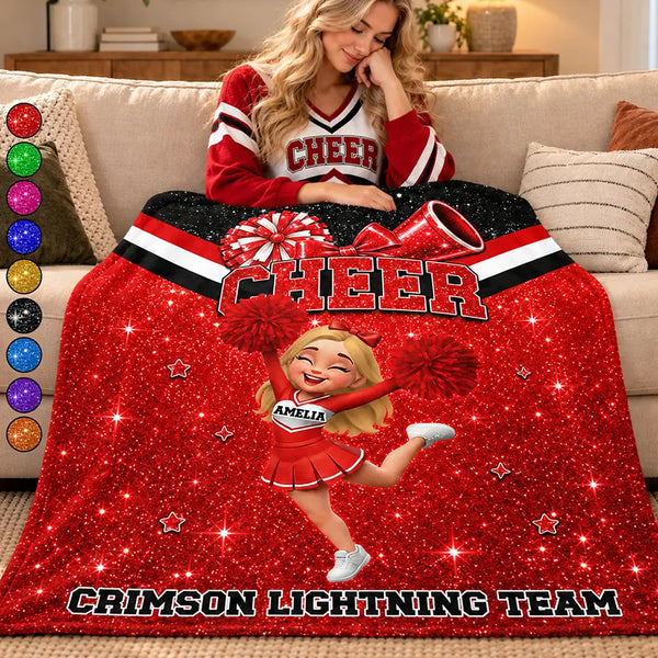 Christmas, Happy, Top Market, Vector - Gift For Cheerleaders, Daughter, Granddaughter - Personalized Faux Glitter Fleece Blanket, Sherpa Blanket