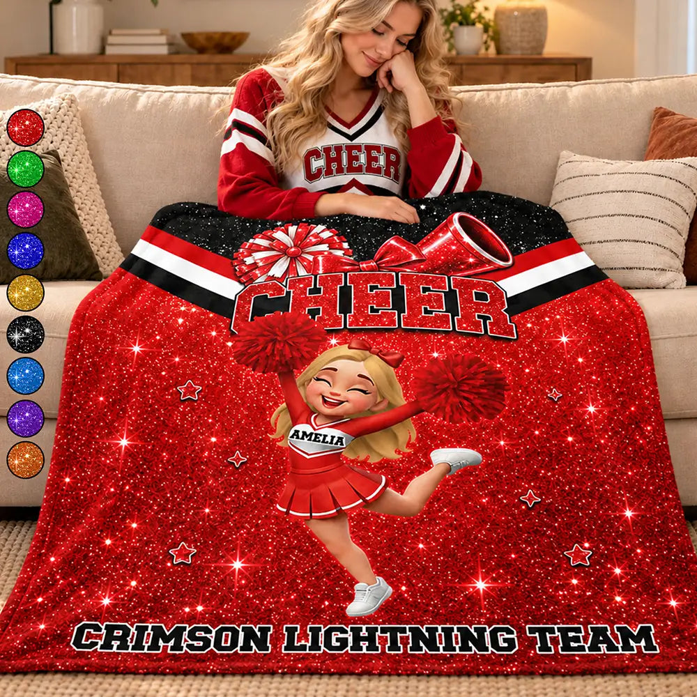 Christmas, Happy, Top Market, Vector - Gift For Cheerleaders, Daughter, Granddaughter - Personalized Faux Glitter Fleece Blanket, Sherpa Blanket