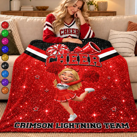 Gift For Cheerleaders, Daughter, Granddaughter - Personalized Faux Glitter Fleece Blanket, Sherpa Blanket