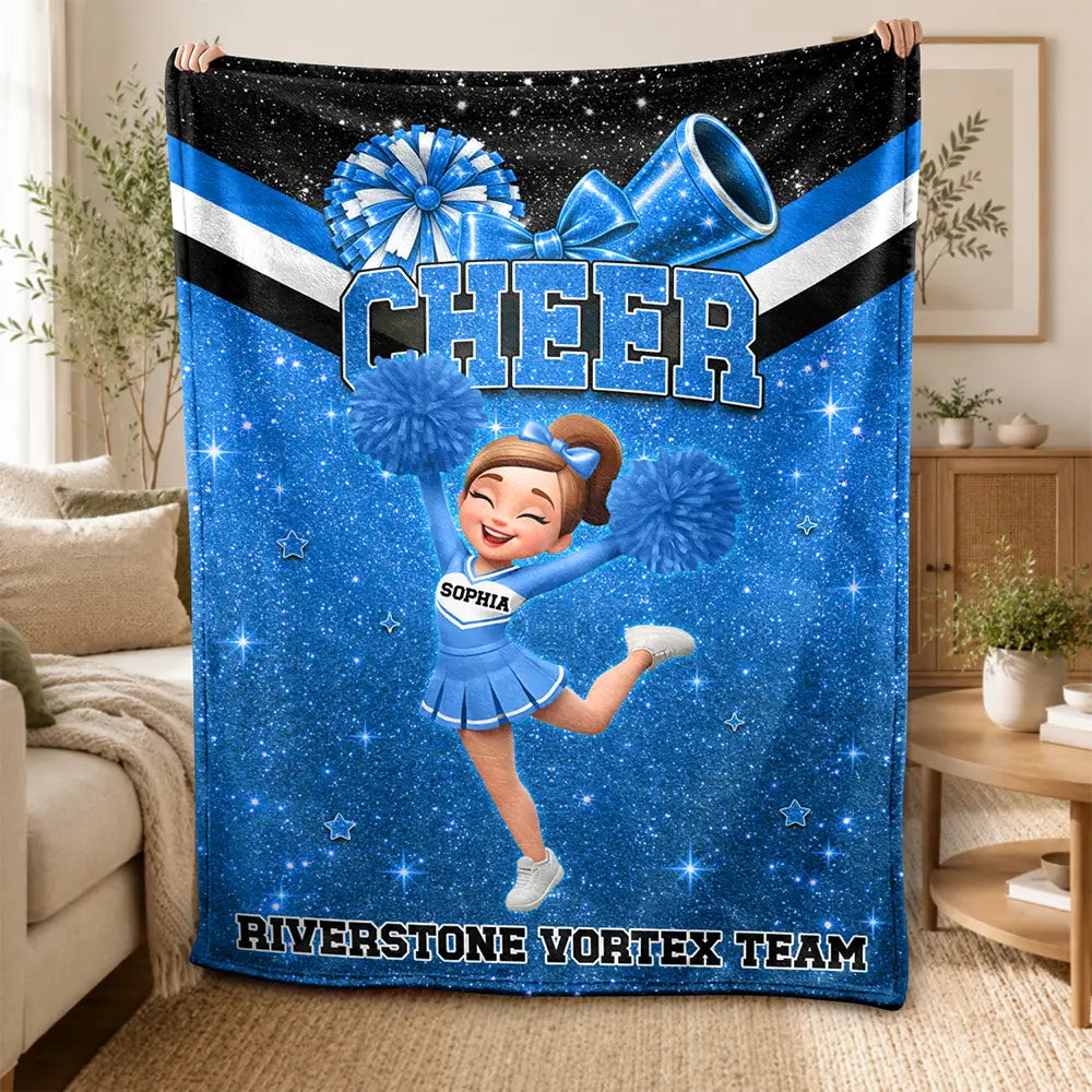 Christmas, Happy, Top Market, Vector - Gift For Cheerleaders, Daughter, Granddaughter - Personalized Faux Glitter Fleece Blanket, Sherpa Blanket