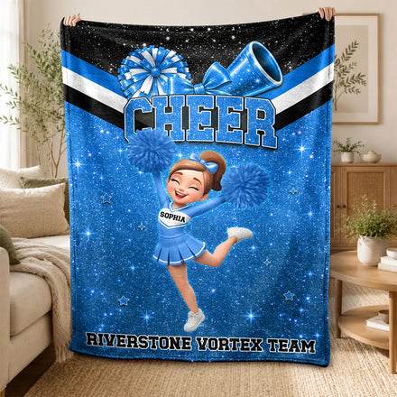Gift For Cheerleaders, Daughter, Granddaughter - Personalized Faux Glitter Fleece Blanket, Sherpa Blanket