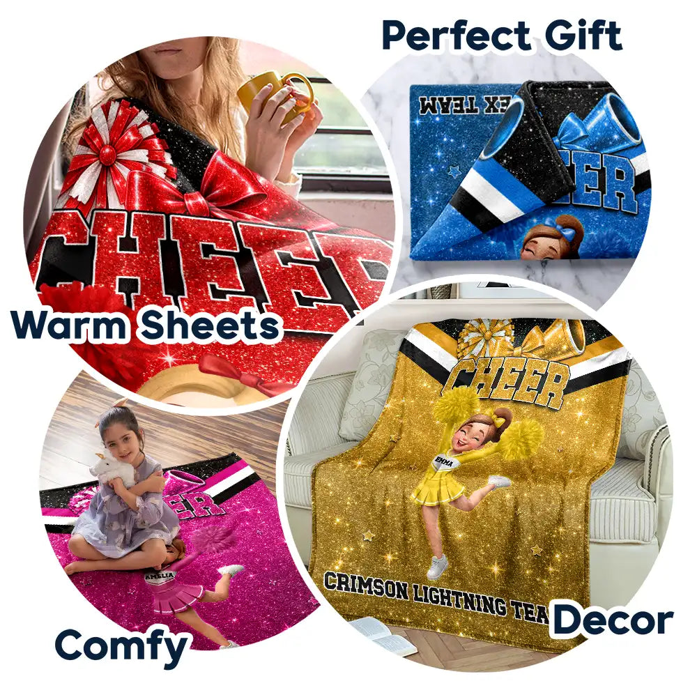Christmas, Happy, Top Market, Vector - Gift For Cheerleaders, Daughter, Granddaughter - Personalized Faux Glitter Fleece Blanket, Sherpa Blanket