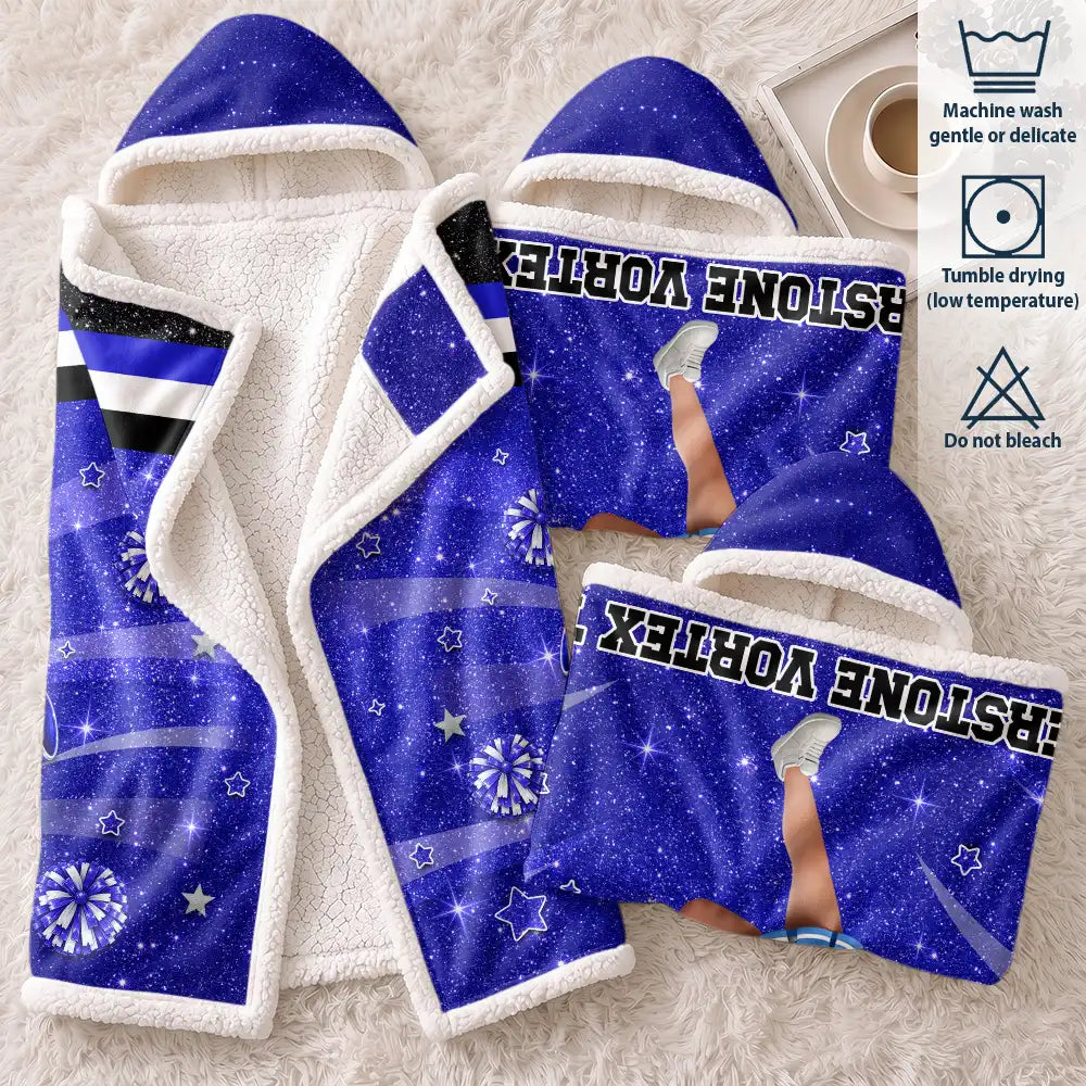 Christmas,Happy,Vector - Gift For Cheerleaders, Daughter, Granddaughter - Personalized Faux Glitter Wearable Hooded Blanket