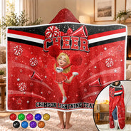 Christmas,Happy,Vector - Gift For Cheerleaders, Daughter, Granddaughter - Personalized Faux Glitter Wearable Hooded Blanket