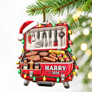 Christmas,Gift For Men,Gift For Yourself,Gifts For Him,Grilling,Happy,Icon - Christmas Gift For Grilling Husband - Personalized BBQ Smoker Embossed Ornament