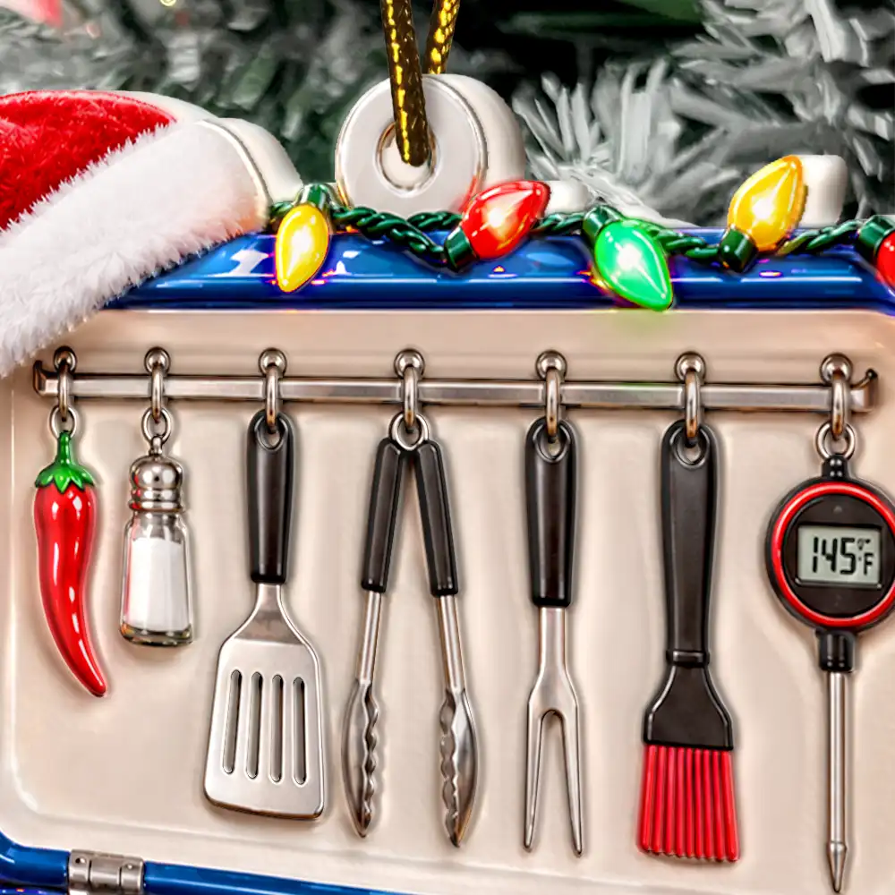 Christmas,Gift For Men,Gift For Yourself,Gifts For Him,Grilling,Happy,Icon - Christmas Gift For Grilling Husband - Personalized BBQ Smoker Embossed Ornament