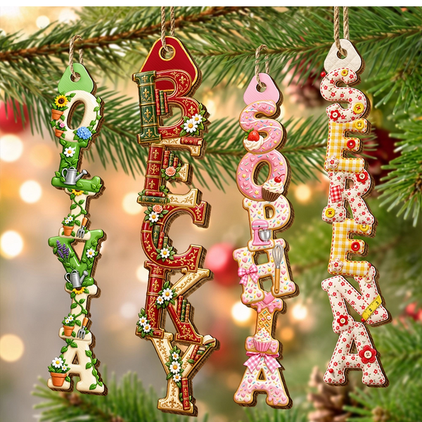 Christmas,Gift For Women,Gift For Yourself,Gifts For Her,Icon,Proud,Reading - Christmas Gift For Mom Grandma Wife - Personalized Custom Name In Reading Gardening Baking Letters Wooden Ornament