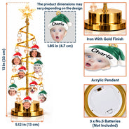 Christmas,Custom Photo,Cut-Face Photo,Family,Happy - Family Together Santa Hat Custom Name - Personalized Custom Photo Christmas LED Tree Lights