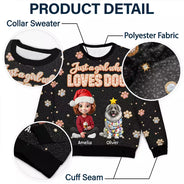 Christmas,Dog Lovers,Happy,Pet Lovers,Vector - Christmas Gift For Dog Lovers - Personalized Faux Fluffy A Girl Who Loves Dog Unisex Ugly Sweater
