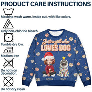 Christmas,Dog Lovers,Happy,Pet Lovers,Vector - Christmas Gift For Dog Lovers - Personalized Faux Fluffy A Girl Who Loves Dog Unisex Ugly Sweater