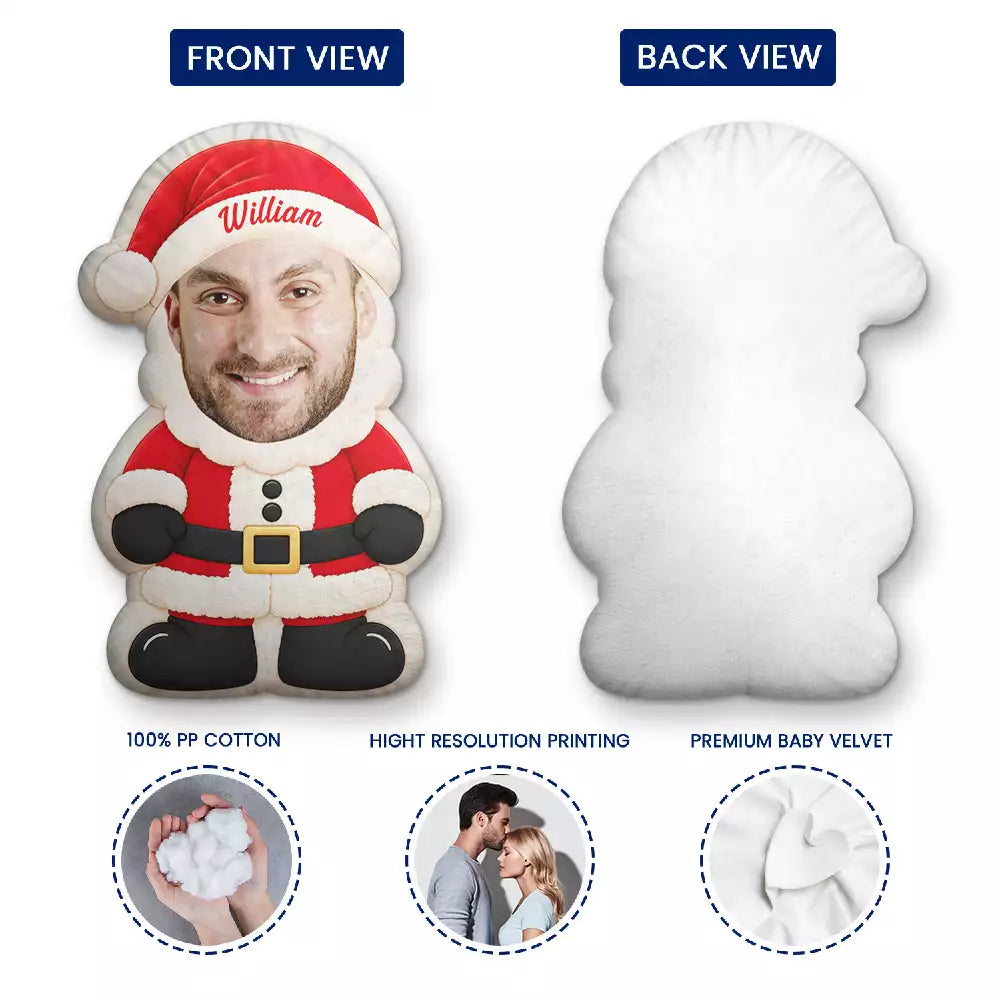 Christmas,Cozy,Custom Photo,Cut-Face Photo,Family - Christmas Gift For Family - Personalized Custom Photo Holiday Character Portrait Pillow