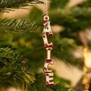 Christmas,Gift For Kids,Icon,Playful - Gift For Family Kids - Personalized Letter With Name Christmas Pattern Wooden Ornament