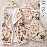 Christmas,Custom Photo,Cut-Face Photo,Pet Lovers,Playful - Christmas Cozy Gift For Dog Cat Pet Lovers - Personalized Custom Photo Pet With Name Wearable Hooded Blanket