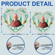 Art Design,Christmas,Custom Photo,Gift For Yourself,Gifts For Her,Gifts For Him,Memorial,Memorial Loved One,Photo - Stained Glass,Sympathetic - Memorial Christmas Gift For Loss Of Dad, Mom - Personalized Custom Photo Your Wings Were Ready Heart Shaped Glass Ornament