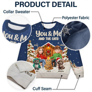 Cat Couple,Cat Lovers,Christmas,Gift For Couples,Happy,Pet Lovers,Vector - Christmas Gift For Pet Couples - Personalized You & Me And The Cats Unisex Ugly Sweater